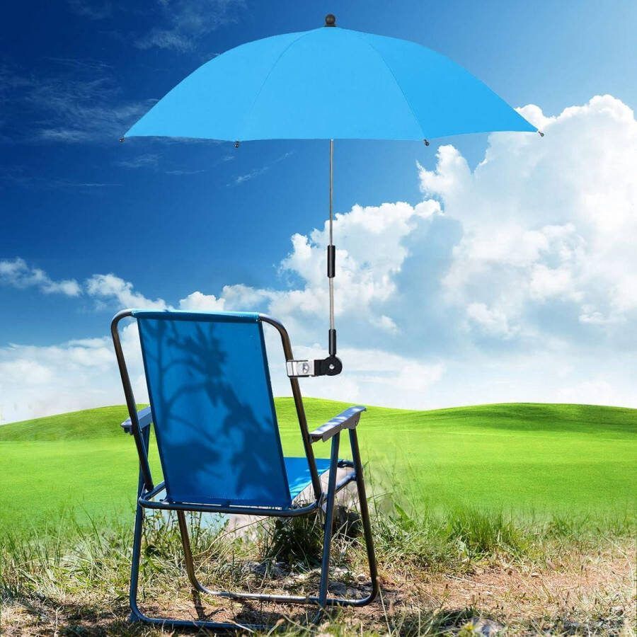 UV-bescherming Strandstoelparaplu 32 Inch Waterdicht Verstelbaar en Universeel voor Strandstoel Kinderwagen Rolstoel terras
