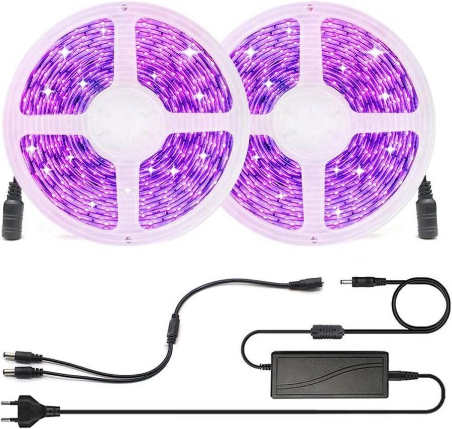 UV LED-strip lichtketting 10M 12V met 12V-voeding zelfklevende SMD2835 600leds UV-lichtstrip IP20 lichtstrip zwart licht voor feest bar neonkleuren club