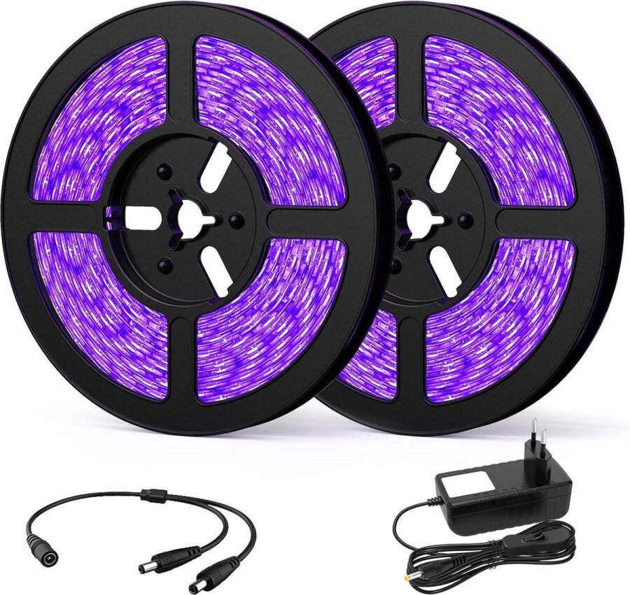 UV-LEDstrip 20m Zwartlichtstrip Flexibel 12V 1200 LEDs Zelfklevend 2835 Lichtstrip UV-Lamp Voor Feest Bar Neonkleuren Club Disco Decoratie