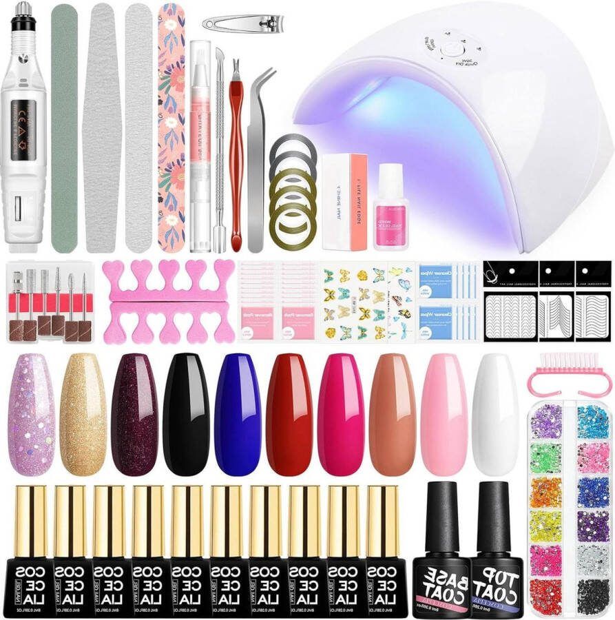 UV Nagellak Starter Set 10 Kleuren Gel Nagellak Kit Gel Nails Starter Set 36W UV+LED nagellak Gel Polish voor Beginners met Nail Cutter