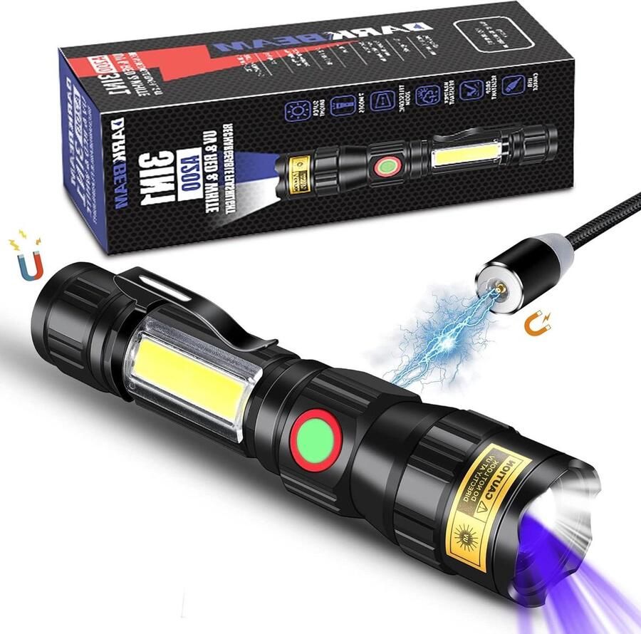UV Zaklamp 365nm USB Magnetisch Oplaadbaar LED Zaklamp Zwartlicht Detector voor Huisdier Urine A200 Wood's Lamp