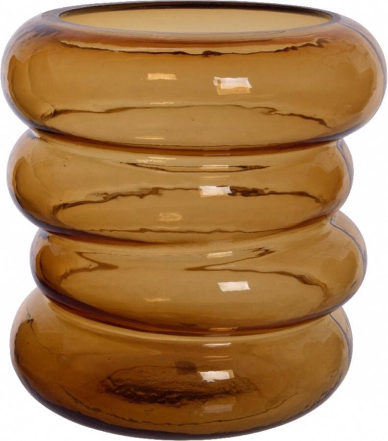 Woonexpress Vaas Ring Geel Glas Amber 22x22x22cm (hxbxd)