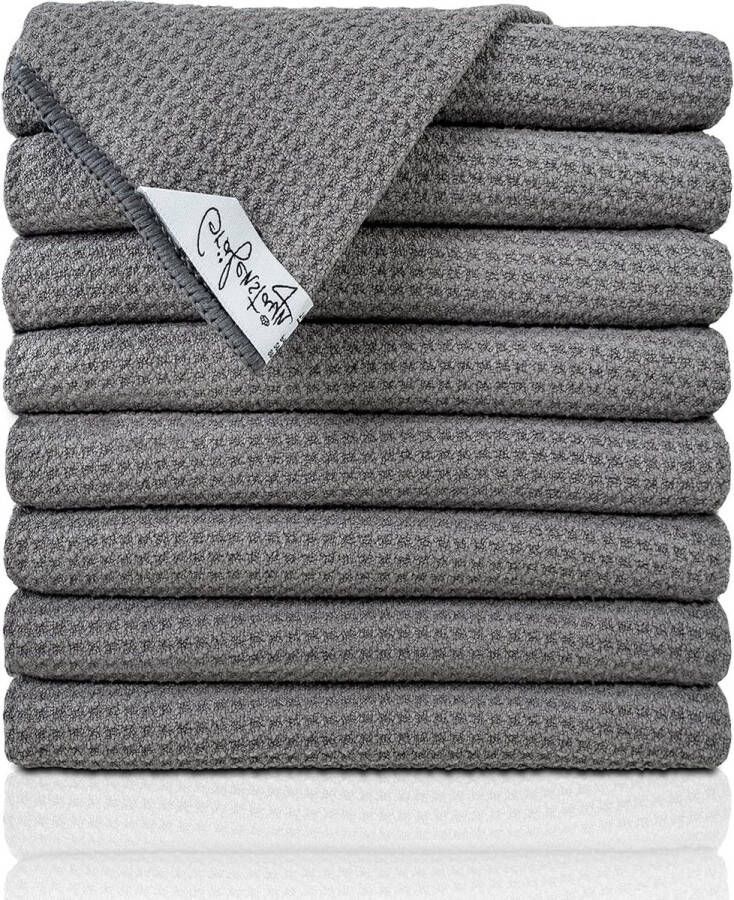 Vaatdoeken Microvezel Absorberend Pluisvrij Set van 8 OEKO TEX Standard 100 50x70 cm Theedoeken Handdoeken Keukenhanddoeken Antraciet