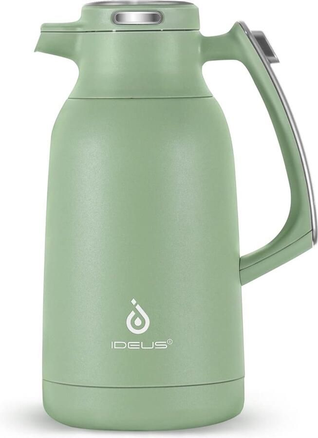 Vacuüm geïsoleerde koffiekan 2 liter roestvrij staal thermoskan drankdispenser voor warm en koud water (avocado groen)