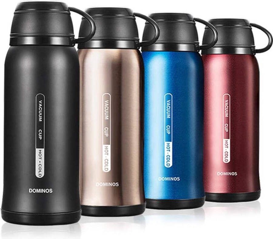 Vacuüm geïsoleerde roestvrijstalen drinkfles dubbelwandig BPA-vrij met beker geschikt voor warme koffie en thee ideale thermosfles voor outdoor camping 650 ml zwart
