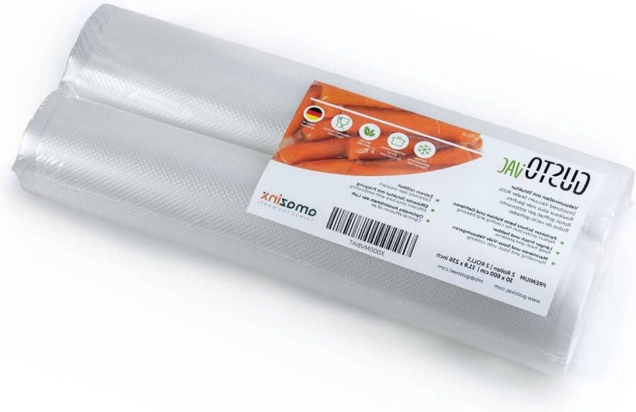 Vacuum Sealer Food Storage Bags Sous Vide Bags Made In Germany Extra Strong Seal 2 Rolls 11.8 x 236 Inch Universally Compatible Bonus E-Book included
