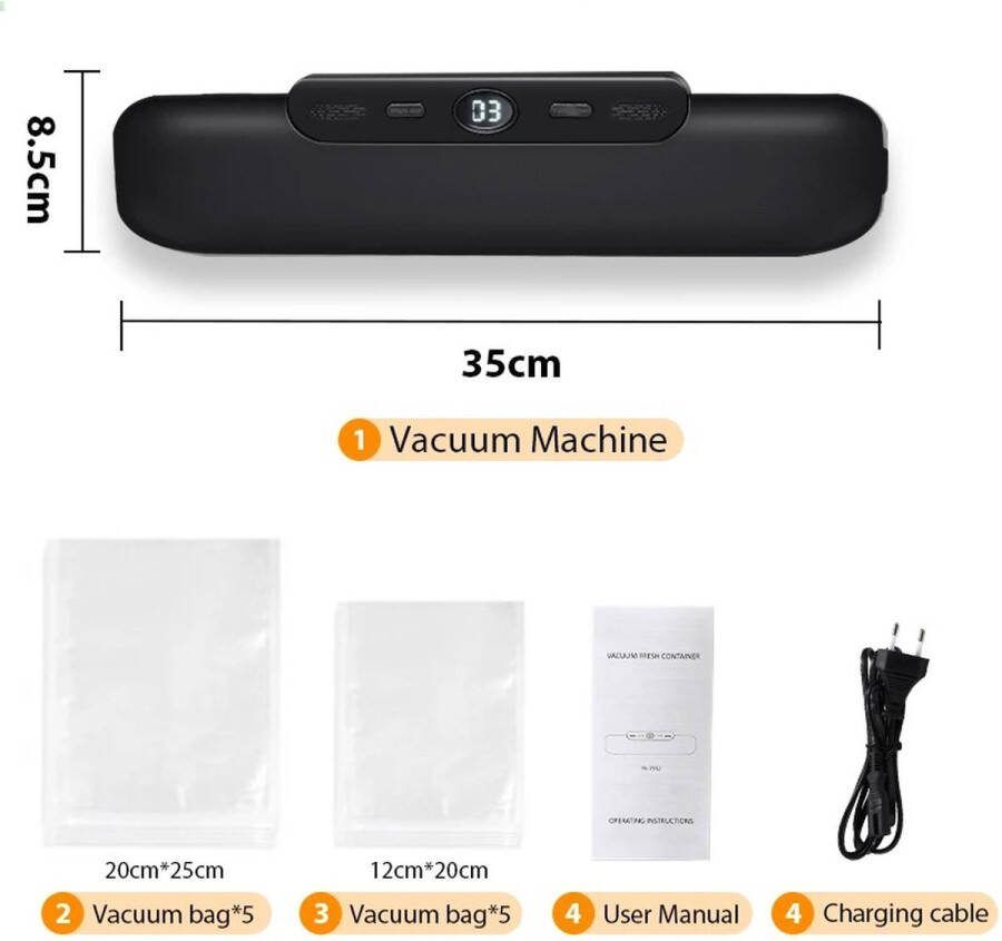 Vacuüm Sealer Vacumeermachine Verpakkingsmachine Vacuüm Sealer apparaat Gratis 10 Stuks Vacuumzakken Huishoudelijke Vacuüm Voedsel Afdichting
