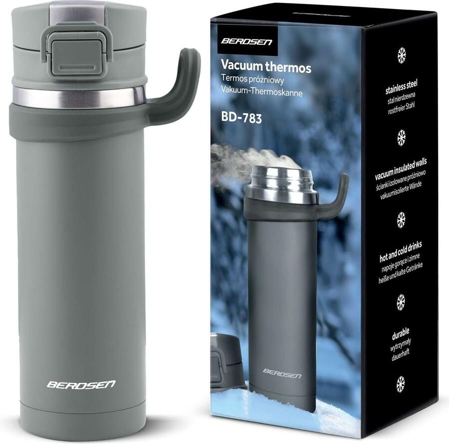 Vacuüm thermoskan 450 ml BD-783 grijs