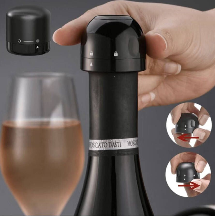 Vacuüm wijnstopper- Wijn accesoires- herbruikbaar- wijndop- wijnflesafluiter