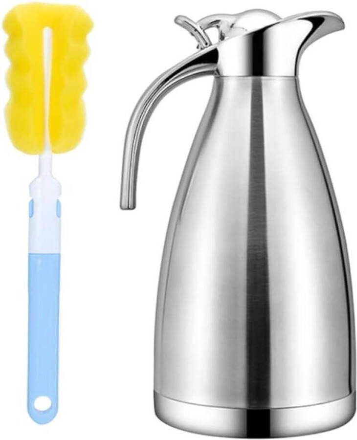 Vacuümkan 304 roestvrij staal dubbelwandige thermische karaf koffiepot anti-lekkage sap melk theepot isolatie (zilver 2L) Koffiepot