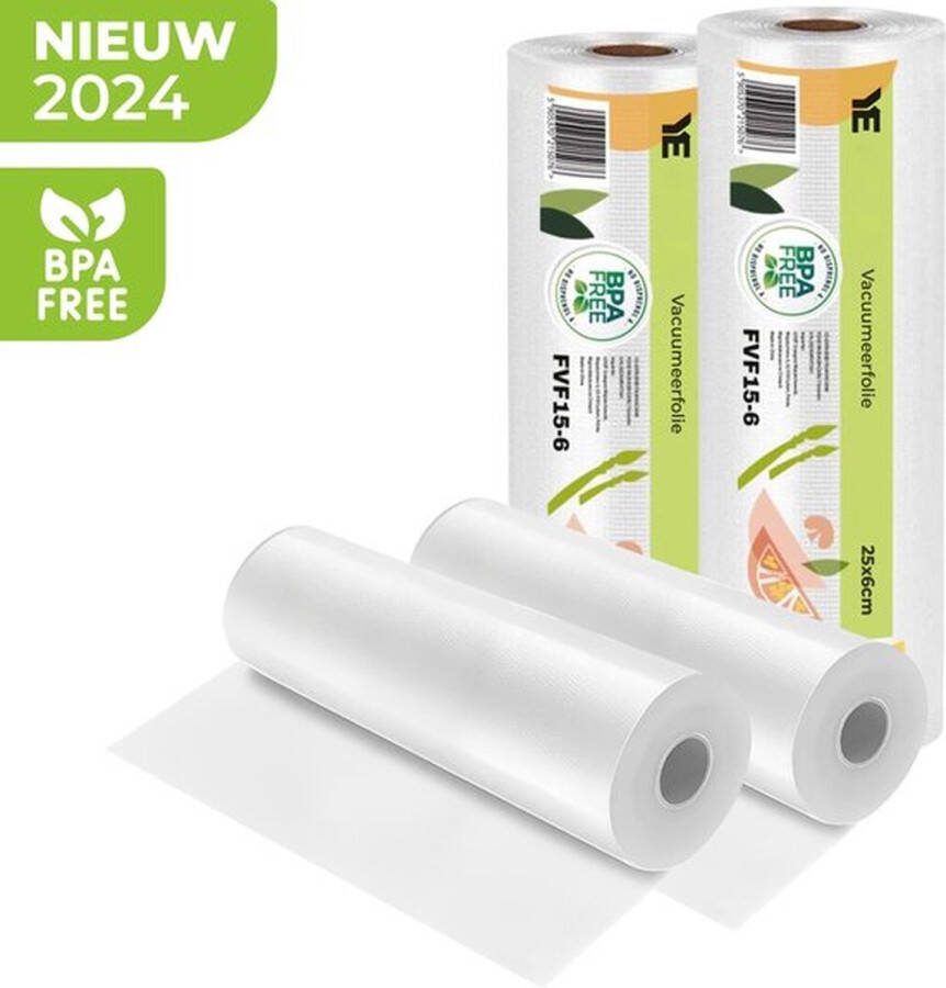 Vacuumrollen 20 x 600 cm Geschikt voor Diepvries Magnetron en Sous Vide Koken BPA-Vrij Drielaags Vacuum Rollen Vacuumfolie Rollen 2 Stuks