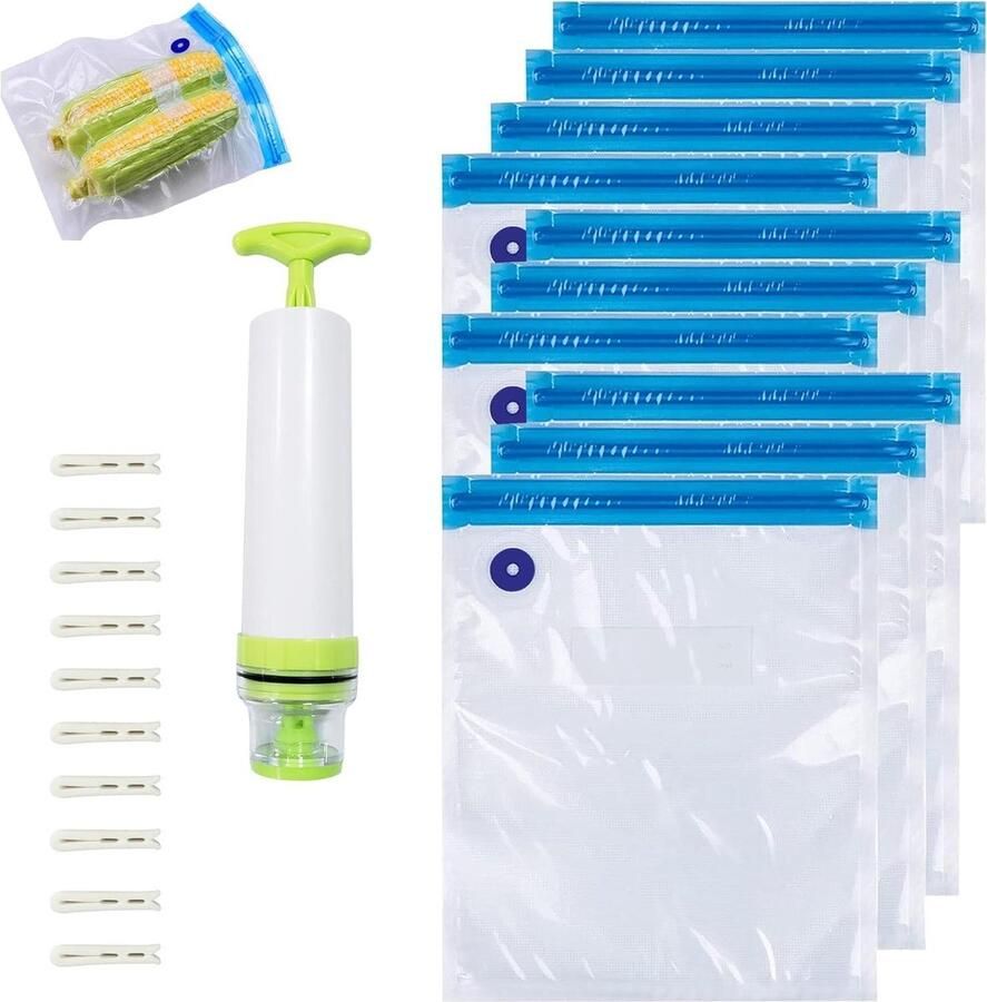 Vacuümzakjes set 30x34 cm 10 stuks met pomp herbruikbaar voor reizen 3D-printer Voedselbehoud