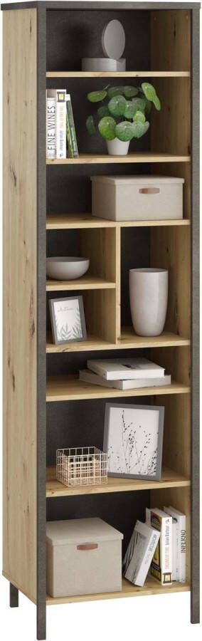 Vakkenkast Bjork Antraciet Oudeiken Breedte 54.5 cm Hoogte 197.8 cm Diepte 40.5 cm Met planken Zonder deuren