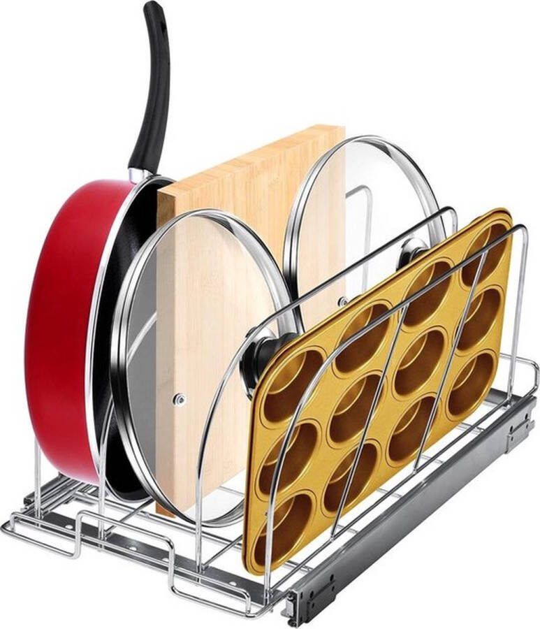 VanBoni Onder Kast Organizer Lade Organizer Schuiflade Keukenkast schuiflade keuken Stainless Steel 25x53 3CM