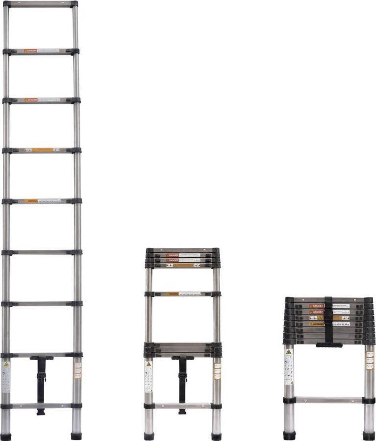 VanBoni Telescopische Ladder Telescopische Vouwladder Multifunctioneel Uitschuifbaar Staal 2 6M
