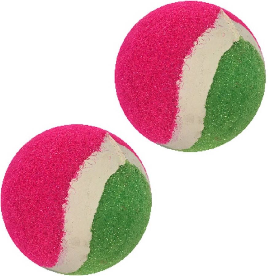 Merkloos Vangbal ballen 2x roze groen speelgoed dia 5 cm Vang- en werpspel