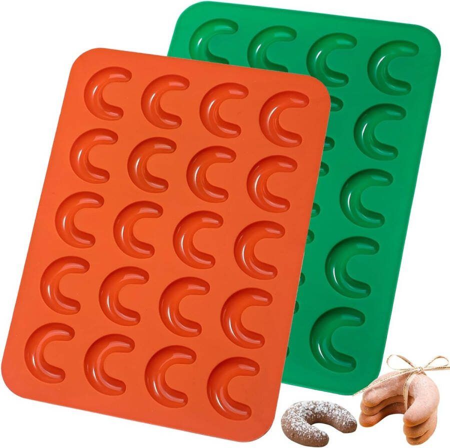 Vanille Kipferl bakvorm siliconen 2 stuks Vanille Kipferl vorm Siliconen vorm Vanille Kipferl bakplaat Kipferl bakvorm Kipferl bakvorm voor chocolade-ijsblokjes pralines