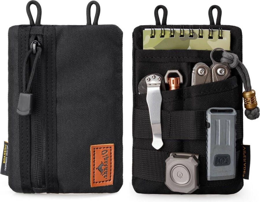 VE3 EDC Tool Bag Organizer Heren Kleine EDC Pocket Organizer Nylon Gereedschapstas voor Zaklamp Mes Zwart