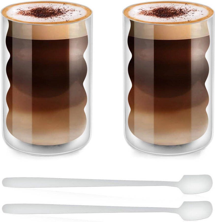 Veelzijdige dubbelwandige glazen latte macchiato glazen cappuccino kopjes ijsbeker glas Cappuchino glazen