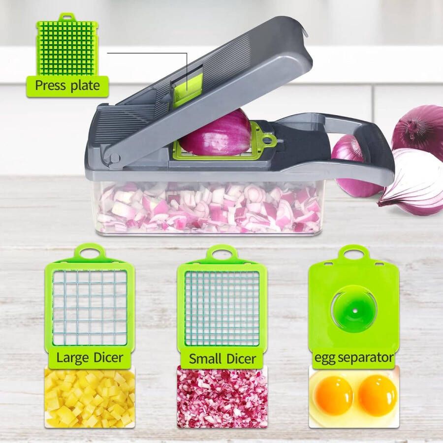 Vegetable Cutter Groentesnijder met verschillende mesjes met Schaal Mandoline Uiensnijder Vegetable chopper