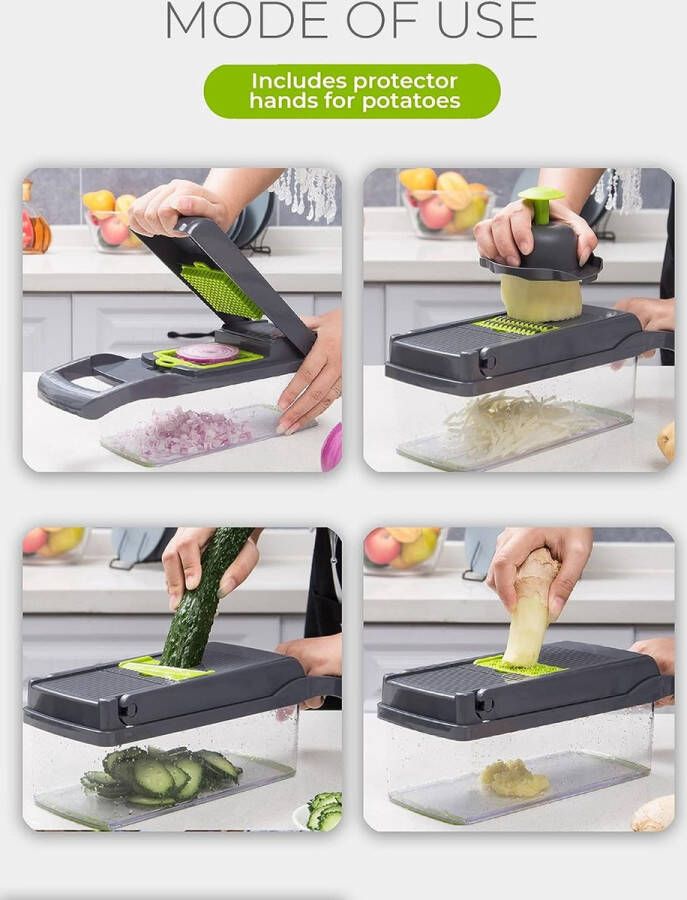 Vegetable Cutter Groentesnijder met verschillende mesjes met Schaal Mandoline Uiensnijder Vegetable chopper