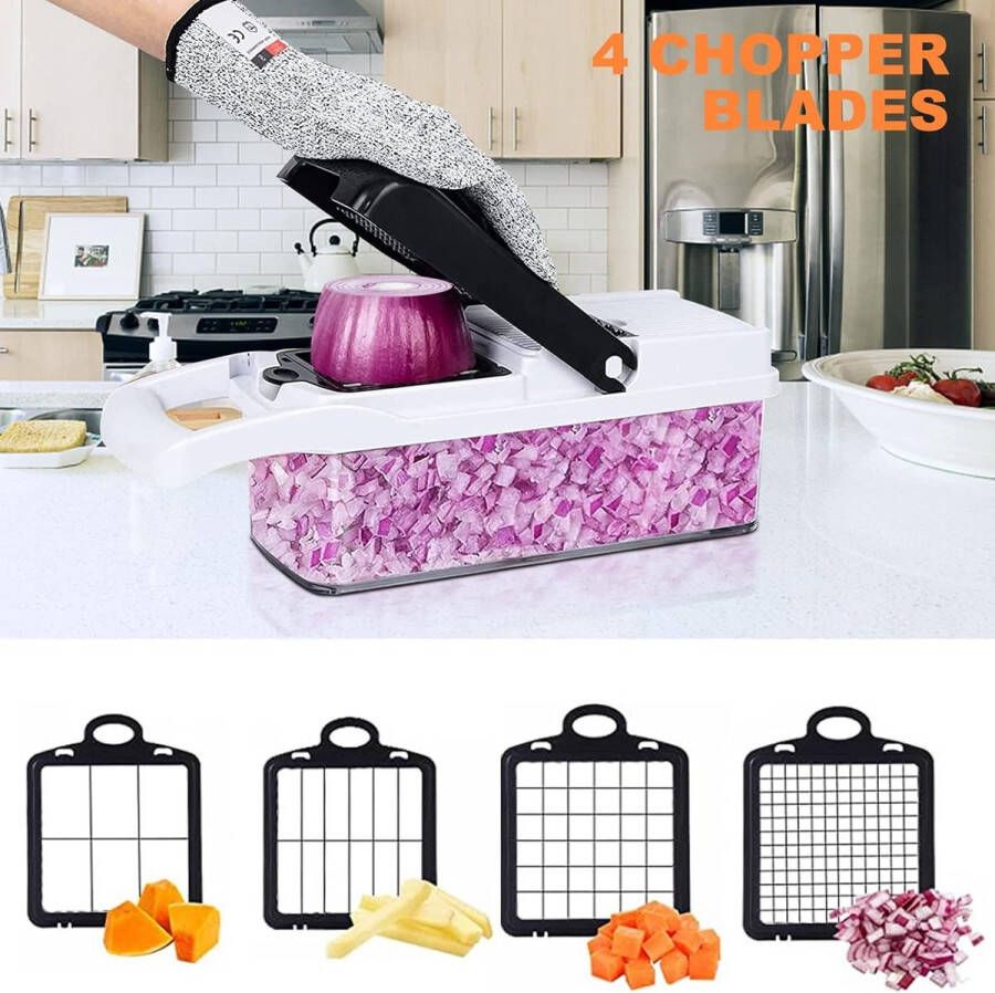 Vegetable Cutter Groentesnijder met verschillende mesjes met Schaal Mandoline Uiensnijder Vegetable chopper