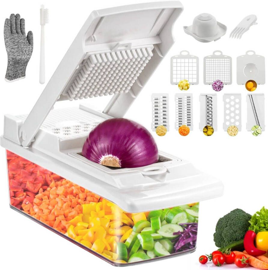 Vegetable Cutter Groentesnijder met verschillende mesjes met Schaal Mandoline Uiensnijder Vegetable chopper