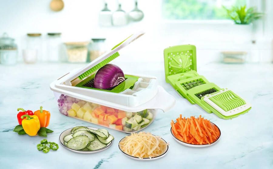 Vegetable Cutter Groentesnijder met verschillende mesjes met Schaal Mandoline Uiensnijder Vegetable chopper