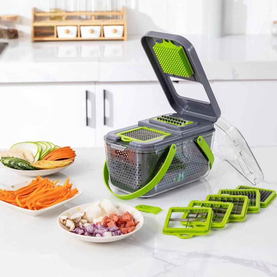 Vegetable Cutter Groentesnijder met verschillende mesjes met Schaal Mandoline Uiensnijder Vegetable chopper