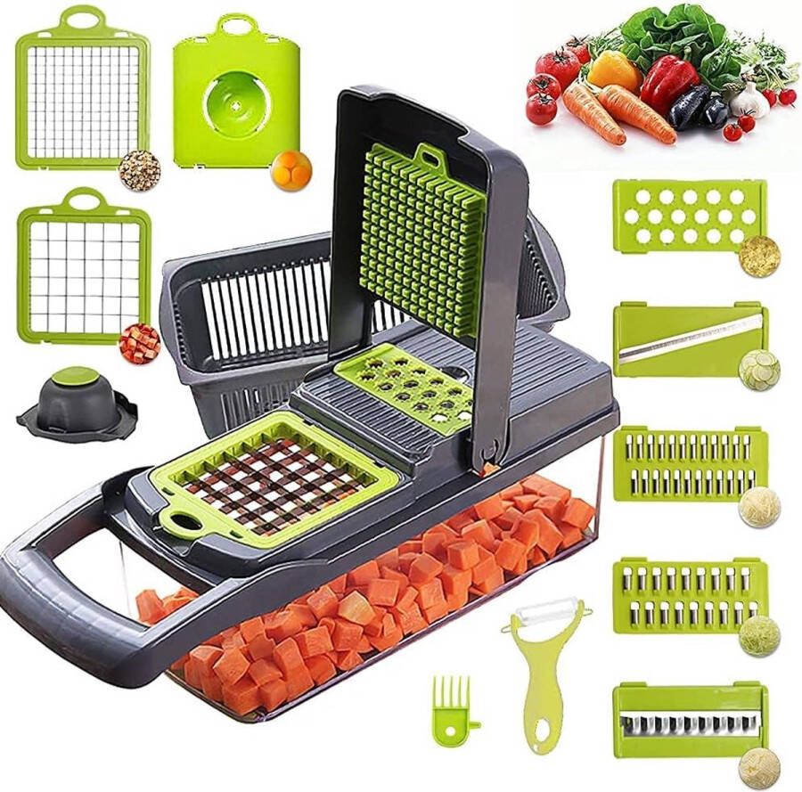 Vegetable Cutter Groentesnijder met verschillende mesjes met Schaal Mandoline Uiensnijder Vegetable chopper