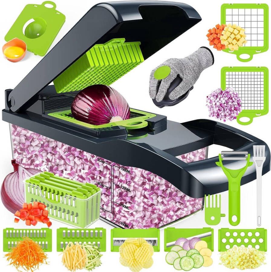 Vegetable Cutter Groentesnijder met verschillende mesjes met Schaal Mandoline Uiensnijder Vegetable chopper