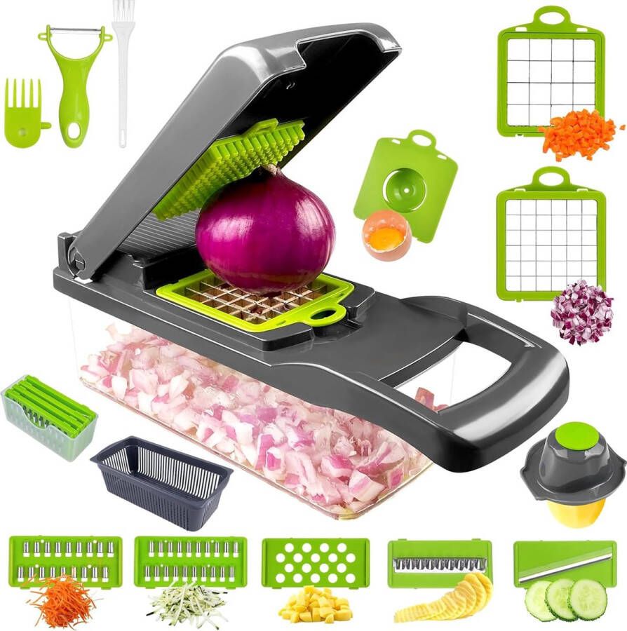 Vegetable Cutter Groentesnijder met verschillende mesjes met Schaal Mandoline Uiensnijder Vegetable chopper