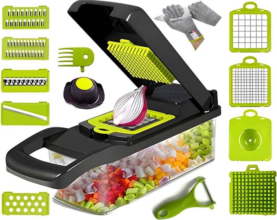 Vegetable Cutter Groentesnijder met verschillende mesjes met Schaal Mandoline Uiensnijder Vegetable chopper