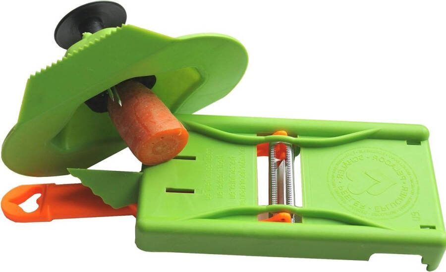 Vegetable Slicer Peeler and Julienne Stripes Cutter with Finger Guard Orange Green Versatile Kitchen Tool