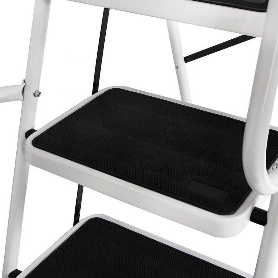 Veilig opvouwbare antislip mat ladder met leuning 4-traps metaal zilver