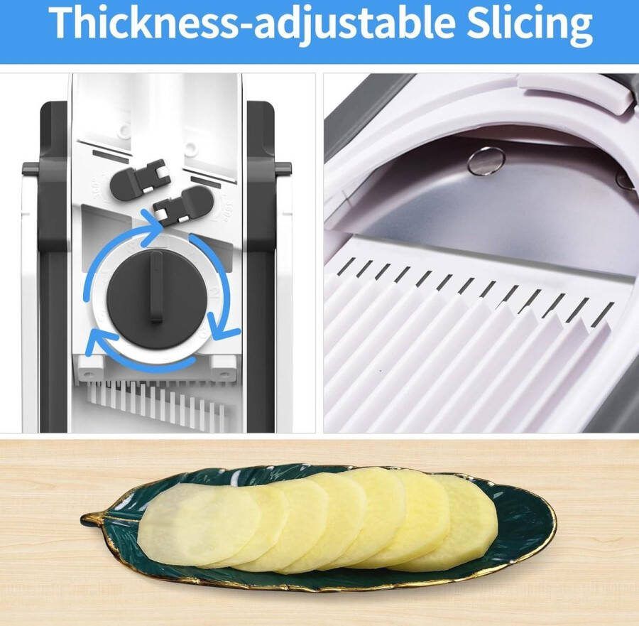 Veilige Groentesnijder Mandoline Chopper Multifunctionele Keuken Gadgets Fruit Dicer Grijs