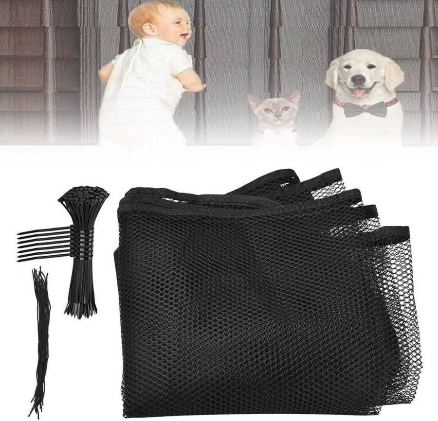 Veiligheidsnet trap 3 meter zwart kinderen baby omheining mesh kunststof strips SIYINGSAERY Omheining Net