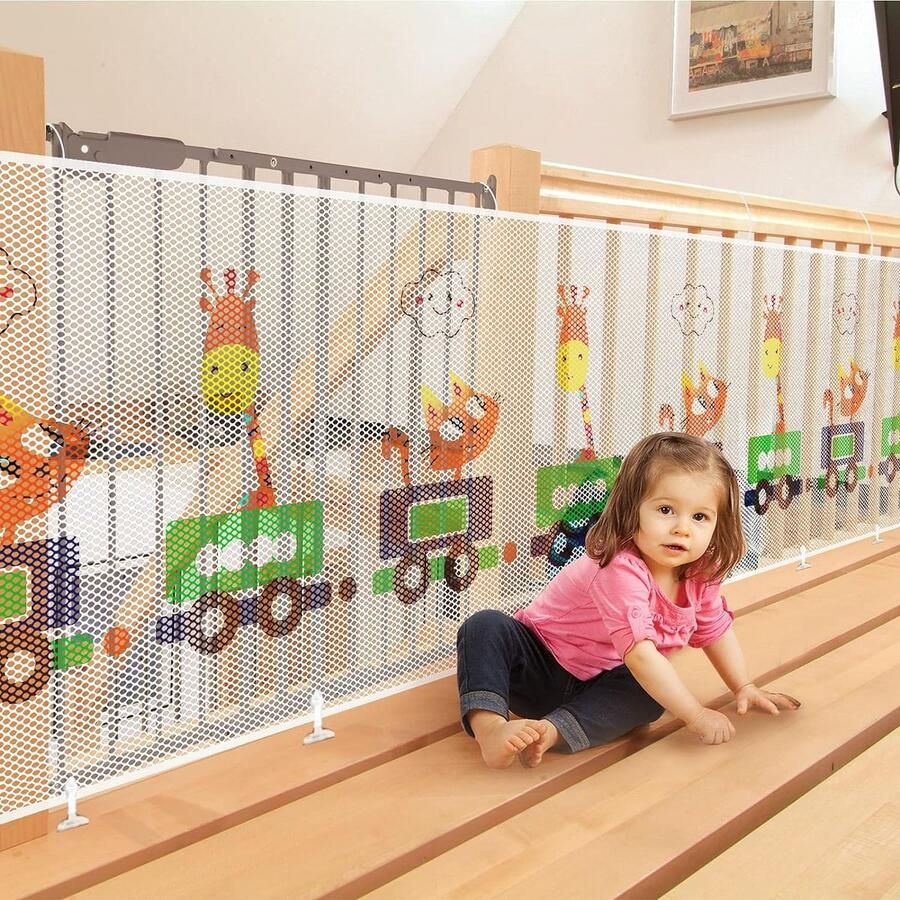 Veiligheidsnet voor kinderen trapbeschermingsnet 3 meter verdikt schattige dierentrail babybalkonnet en trappen veiligheidsnet trap voor kinderen baby's 300 x 74 cm (l x h)