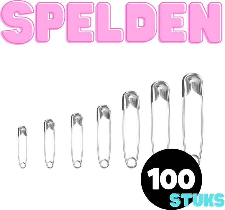 Veiligheidsspelden Zilver 100 stuks maten Groot & Klein Naaispelden Met beschermkap