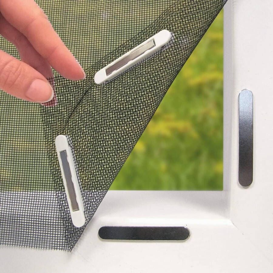 Venster vliegennet met magneetsluiting op maat te snijden zonder boren of schroeven bevestiging met 16 magneten [zwart] Raamscherm
