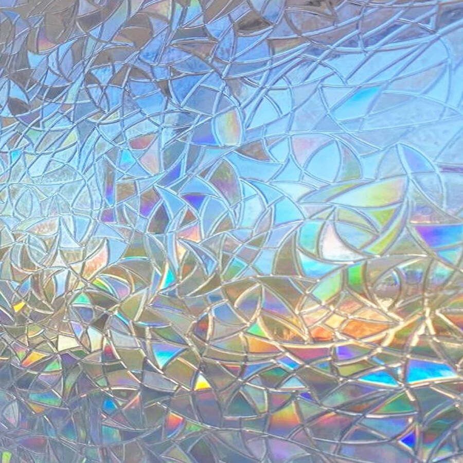 Vensterfolie decoratiefolie privacy film ondoorzichtig hoge kwaliteit zonder lijm 3D regenboogkleuren effect onder licht statische folie anti-UV 44.5 x 200cm