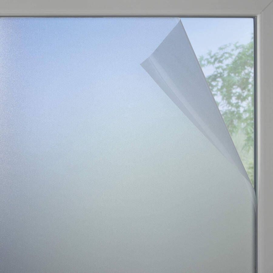 Vensterfolie matglas optiek 100% PVC privacyscherm doorschijnend privacyschermfolie hecht statisch zonder lijm 90 x 200 cm semi-transparant mat wit