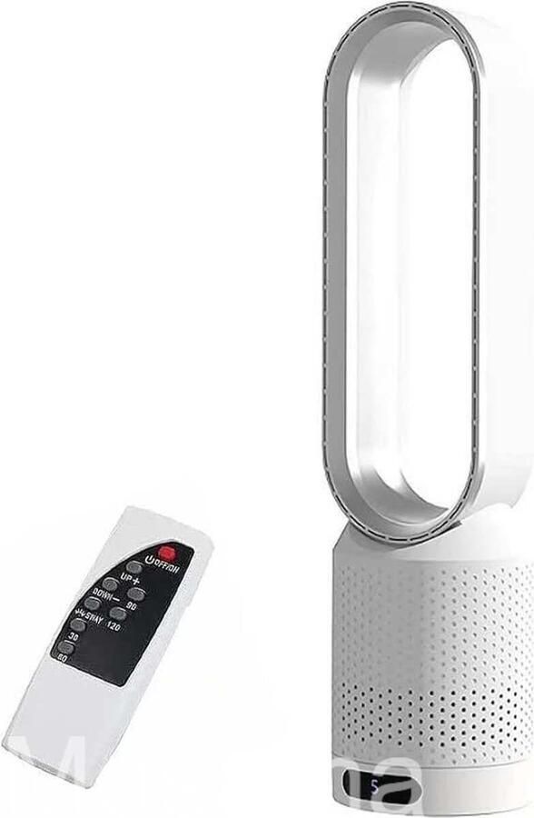 Ventilator Luchtreiniger Luchtzuiveraar Ultra-Stil Met Afstandsbediening Ventilator Zonder Bladen Met 8 Windsnelheidsinstellingen 58cm x 14 5cm Zilver
