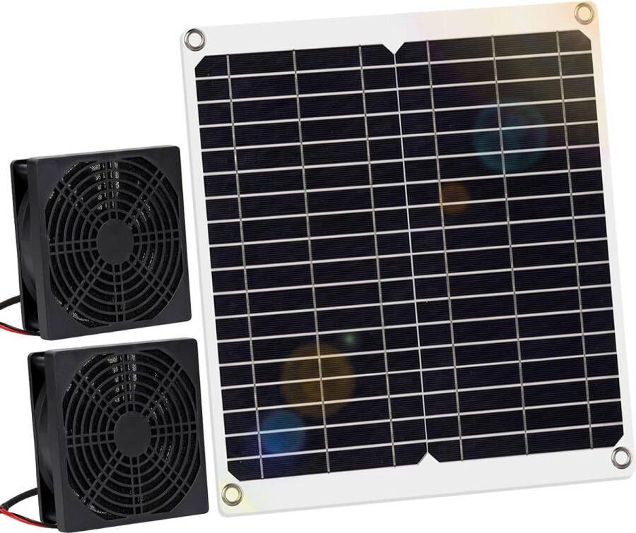 Ventilator op zonne-energie 12 W zonnepaneel ventilator met DC dubbele ventilator voor kleine kippenhokken kassen schuren huisdierhuizen raamuitlaat