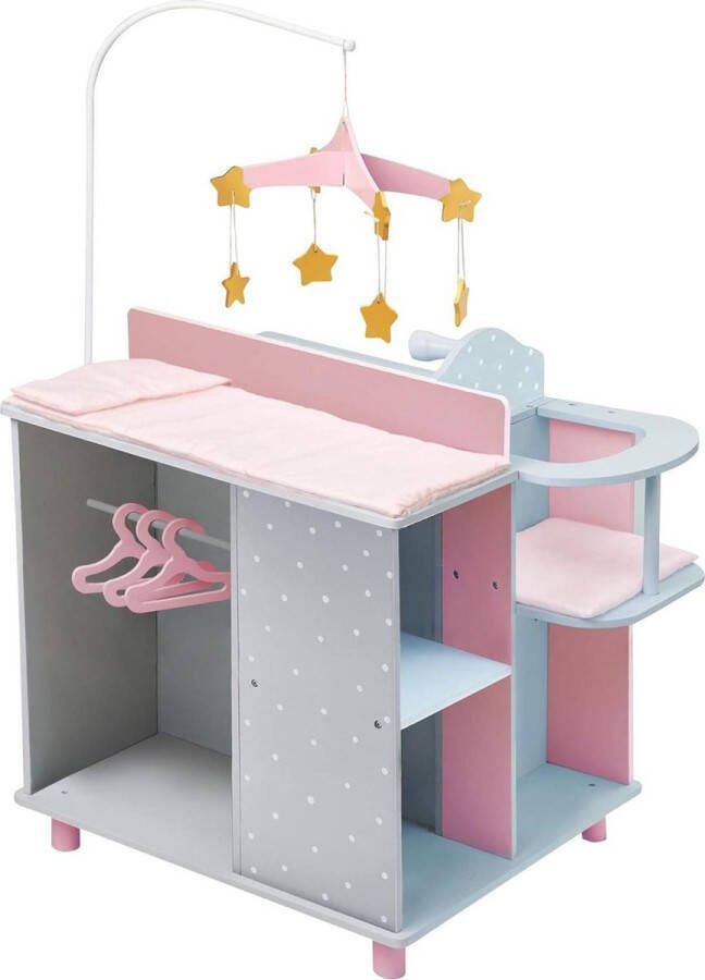 Veranderstation voor babypoppen Accessoires en kinderspeelgoed Roze blauw grijs poppenstoel