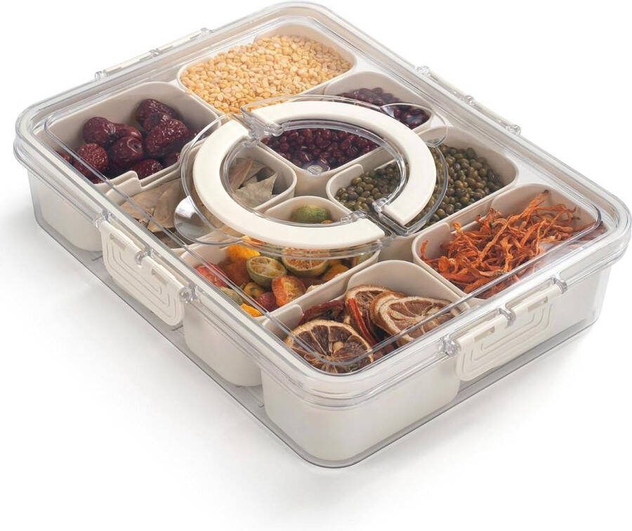 Verdeeld dienblad met deksel en handvat Snackle Box Charcuterie Container voor feest picknick Draagbare reissnackschalen voor het opbergen van snacks Fruit noten snoep