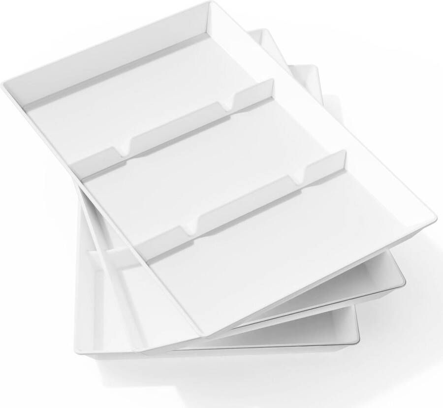 Verdeeld Dienblad Plastic 3 stuks Witte Herbruikbare Dienbladen voor Eten Thee Drank Hapje Diner Dienbladen voor Kichen Bar Restaurant 38 1 x 25 4 cm
