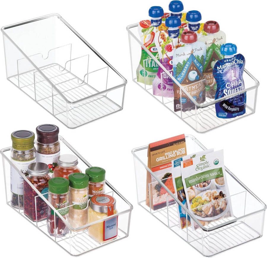 Verdeelde opbergcontainer koelkastorganizer BPA-vrije doorzichtige lade organizer voor keuken koelkast en koelkast praktische organisatie voor keuken