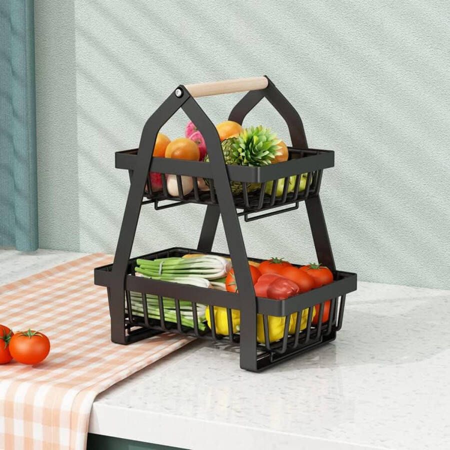 Verdiepingen fruitmand 2 dierige (zwart)
