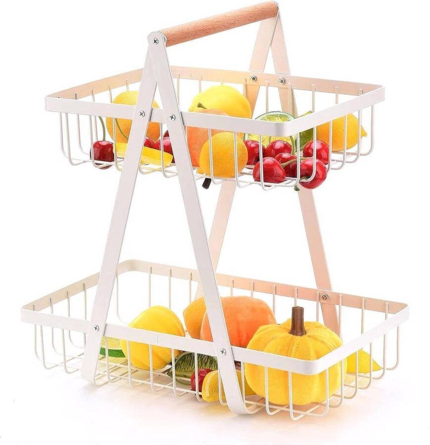 Verdiepingen fruitmand 2 etagères (wit)
